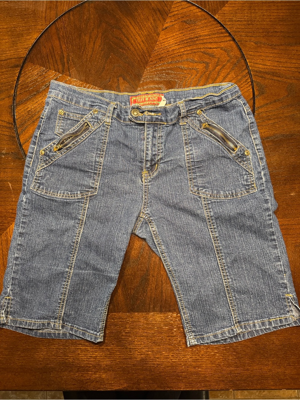 Women’s Blue Denim Jean Shorts with Zipper Pocket Detail